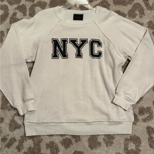 White NYC Crew Sweatshirt by Retro Brand, Oversized Small